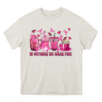 Cream In October We Wear Pink with Breast Cancer Coffee Heavy Core Tee - texasbilliewilder