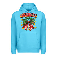 Ocean Blue festive holiday bow design Premium Hoodie - CowhideDigitalArt