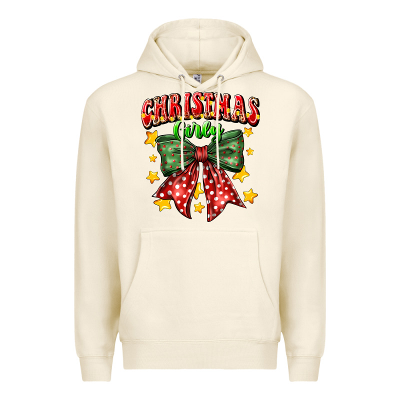 Festive Holiday Bow Design Premium Hoodie by CowhideDigitalArt | Teevron
