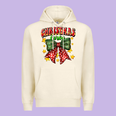 Festive Holiday Bow Design Premium Hoodie Designed By Cowhidedigitalart