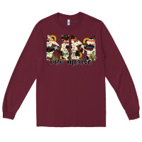 Burgundy new mexico state cowhide serape cactus Long Sleeve Tee - RanaPortraitStore