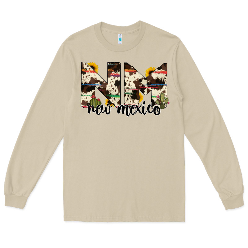 New Mexico State Cowhide Serape Cactus Long Sleeve Tee by RanaPortraitStore | Teevron