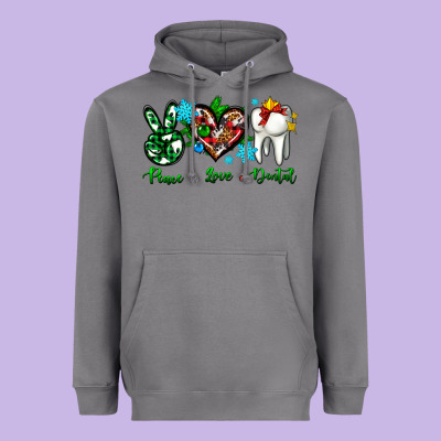 Peace Love Dental For Christmas Heavyweight Hoodie Designed By Adodesignshop