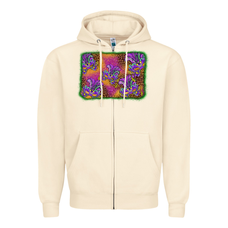 Mardi Gras Mask Background Zipper Hoodie by BarkalooDesign | Teevron