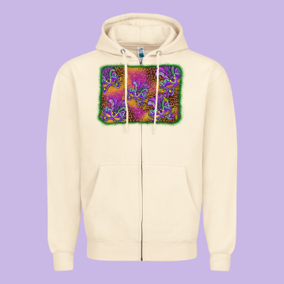 Mardi Gras Mask Background Zipper Hoodie Designed By Barkaloodesign