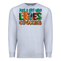 Heather Grey just a girl who loves cookies Premium Sweatshirt - AdoDesignShop