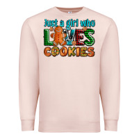Pale Pink just a girl who loves cookies Premium Sweatshirt - AdoDesignShop