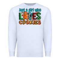 White just a girl who loves cookies Premium Sweatshirt - AdoDesignShop