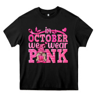 Black In October We Wear Pink with Gnome Heavy Core Tee - texasbilliewilder