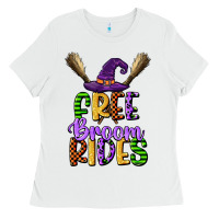 White free broom rides Ladies Tee - CowGirlArtShop