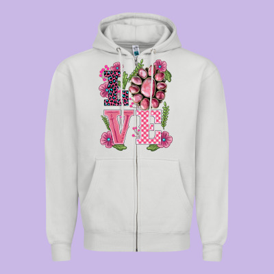 Walentine's Day Love Gemstones Zipper Hoodie Designed By Barkaloodesign