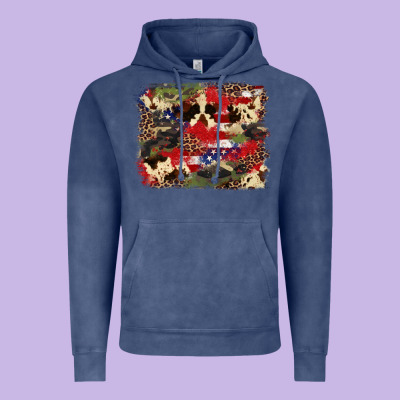 4th Of July American Flagcowhide  Leopard Backgrou Vintage Hoodie Designed By Fadigitalartstudio
