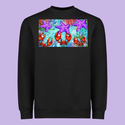 Crab And Starfish  Cup Heavyweight Sweatshirt Designed By Barkaloodesign