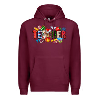 Burgundy Christmas teacher Premium Hoodie - CowhideDigitalArt