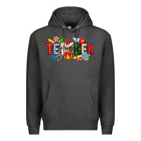 Charcoal Heather Christmas teacher Premium Hoodie - CowhideDigitalArt