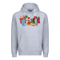 Heather Grey Christmas teacher Premium Hoodie - CowhideDigitalArt