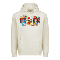 Oatmeal Heather Christmas teacher Premium Hoodie - CowhideDigitalArt