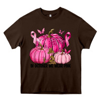 Chocolate Brown In October We Wear Pink with Pumpkin Heavy Core Tee - texasbilliewilder