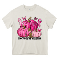 Cream In October We Wear Pink with Pumpkin Heavy Core Tee - texasbilliewilder