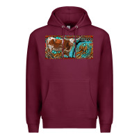 Burgundy texas longhorn with aztec tiger and  leopard Premium Hoodie - RanaPortraitStore