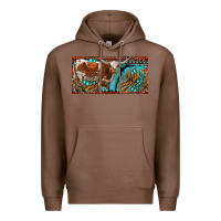 Chestnut texas longhorn with aztec tiger and  leopard Premium Hoodie - RanaPortraitStore