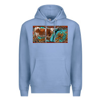 Colony Blue texas longhorn with aztec tiger and  leopard Premium Hoodie - RanaPortraitStore