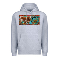 Heather Grey texas longhorn with aztec tiger and  leopard Premium Hoodie - RanaPortraitStore