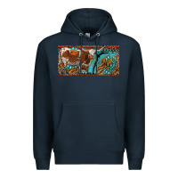 Navy texas longhorn with aztec tiger and  leopard Premium Hoodie - RanaPortraitStore