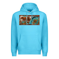Ocean Blue texas longhorn with aztec tiger and  leopard Premium Hoodie - RanaPortraitStore