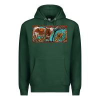 Sports Green texas longhorn with aztec tiger and  leopard Premium Hoodie - RanaPortraitStore