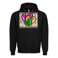 Black mardi gras heart Zipper Hoodie - BarkalooDesign