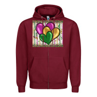 Burgundy mardi gras heart Zipper Hoodie - BarkalooDesign