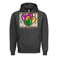 Charcoal Heather mardi gras heart Zipper Hoodie - BarkalooDesign