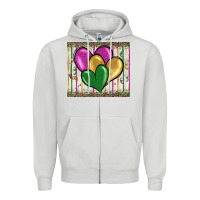 Dove Grey mardi gras heart Zipper Hoodie - BarkalooDesign