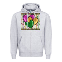 Heather Grey mardi gras heart Zipper Hoodie - BarkalooDesign