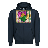 Navy mardi gras heart Zipper Hoodie - BarkalooDesign