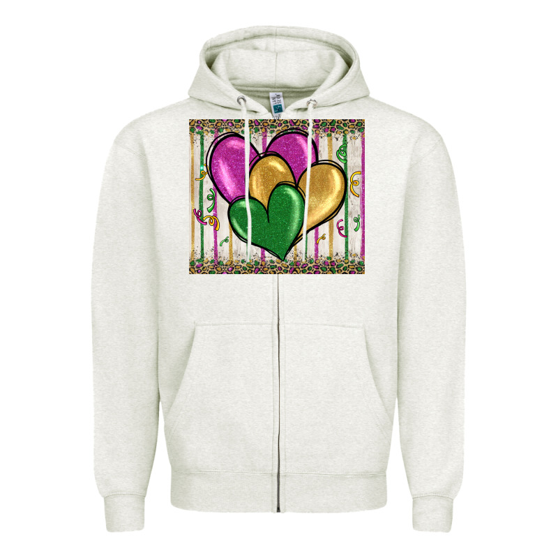 Mardi Gras Heart Zipper Hoodie by BarkalooDesign | Teevron