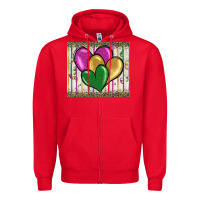 Red mardi gras heart Zipper Hoodie - BarkalooDesign