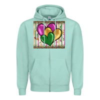 Seafoam mardi gras heart Zipper Hoodie - BarkalooDesign