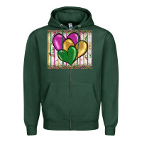 Sports Green mardi gras heart Zipper Hoodie - BarkalooDesign