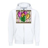 White mardi gras heart Zipper Hoodie - BarkalooDesign