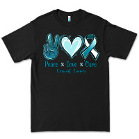 Black Peace Love Cure Cervical Cancer Premium Tee - Jasminsmagicworld