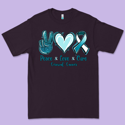 Peace Love Cure Cervical Cancer Premium Tee Designed By Jasminsmagicworld