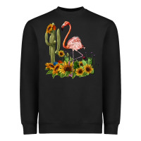 Black flamingo with cactus and sunflowers Heavyweight Sweatshirt - BarkalooDesign