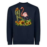 Navy flamingo with cactus and sunflowers Heavyweight Sweatshirt - BarkalooDesign