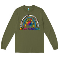 Army Green Autism Awareness rainbow Long Sleeve Tee - FaDigitalArtStudio