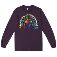 Plum Autism Awareness rainbow Long Sleeve Tee - FaDigitalArtStudio