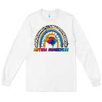 White Autism Awareness rainbow Long Sleeve Tee - FaDigitalArtStudio
