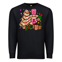 Black christmas tree cake and nutcracker with gifts ado Premium Sweatshirt - AdoDesignShop