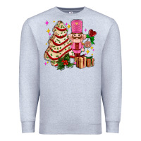 Heather Grey christmas tree cake and nutcracker with gifts ado Premium Sweatshirt - AdoDesignShop